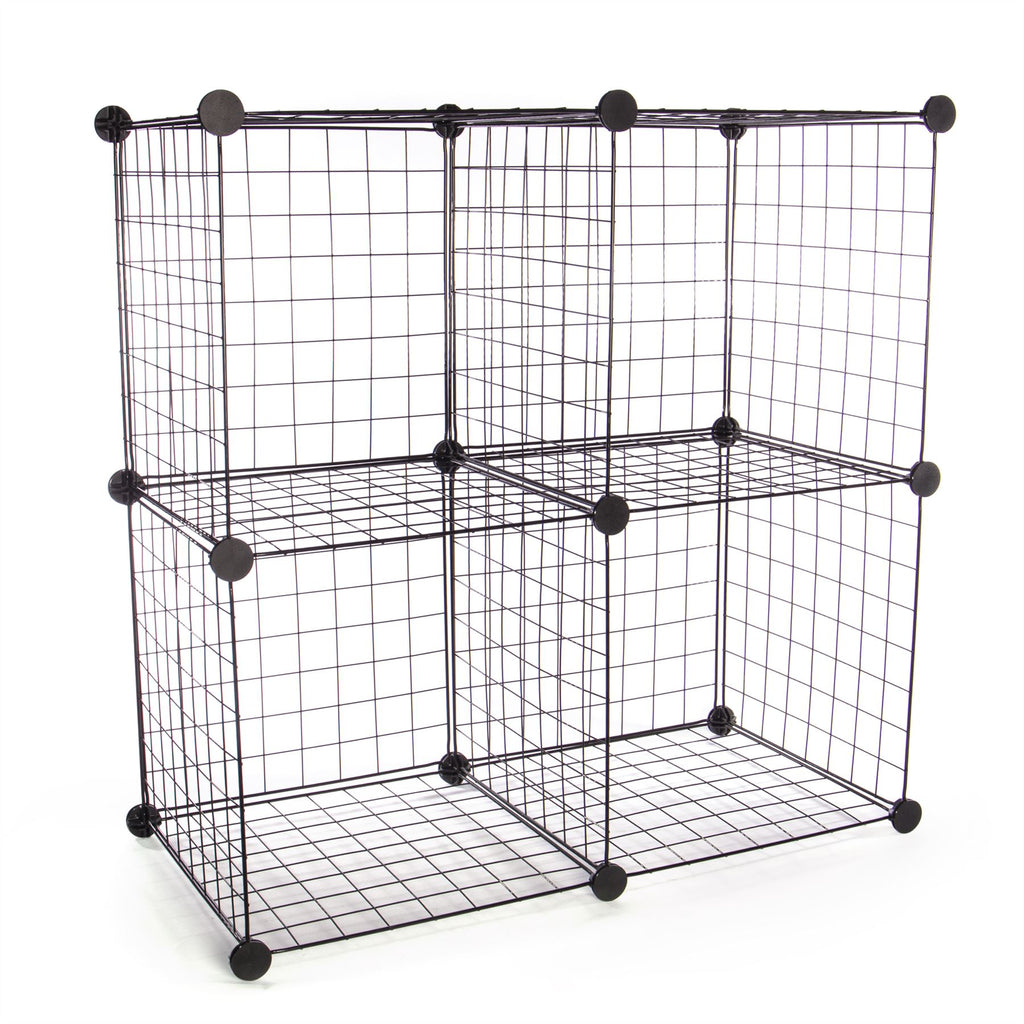 4 Cube Wire Storage Shelves Black | Pukkr