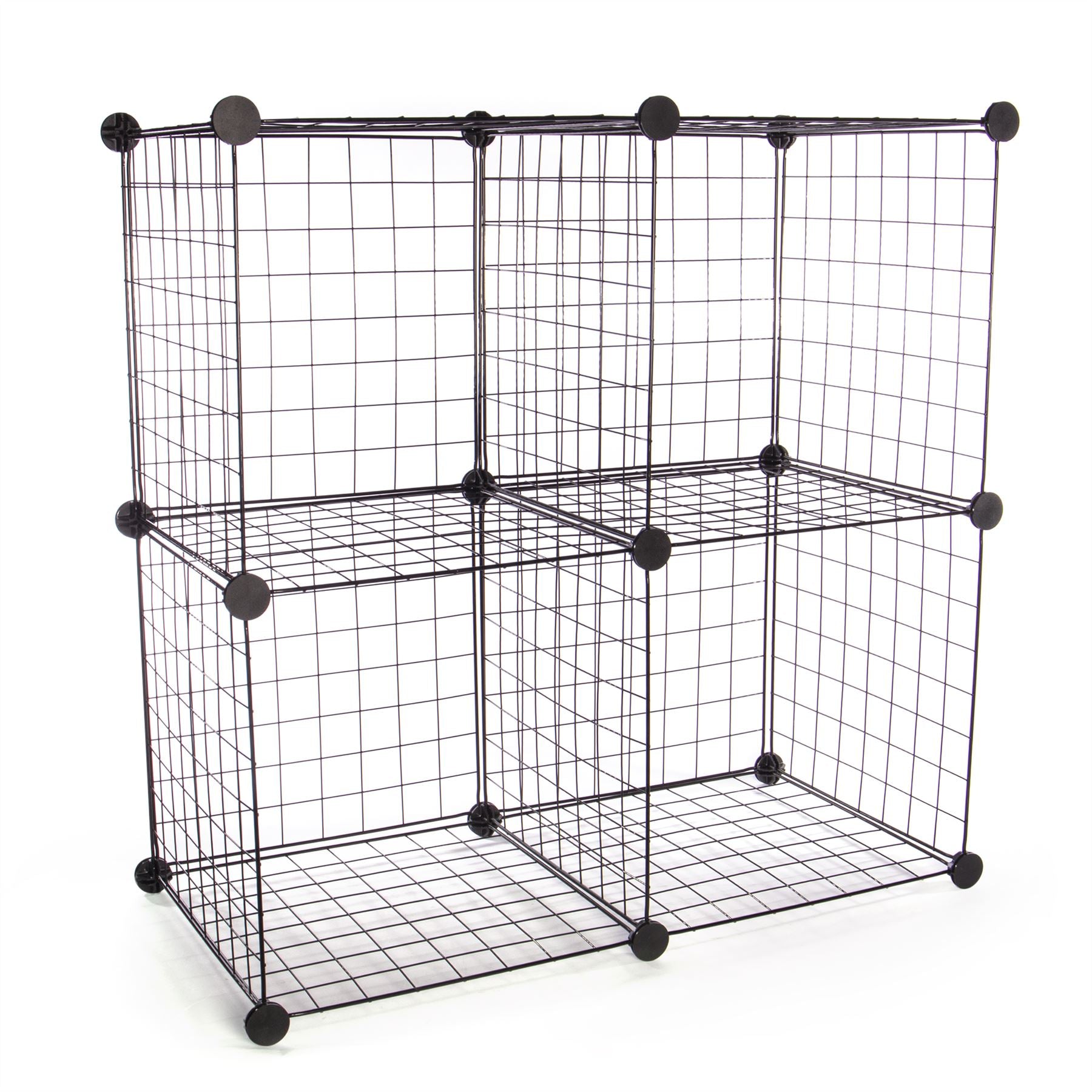 4 Cube Wire Storage Shelves Black | Pukkr