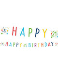 Confetti Birthday Age 21 Letter Banner - 1.8m