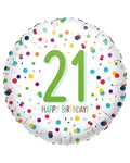 Confetti Birthday Age 21 Balloon - 18" Foil