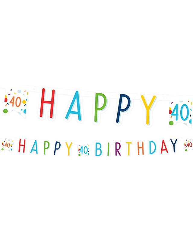 Confetti Birthday Age 40 Letter Banner - 1.8m