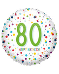 Confetti Birthday Age 80 Balloon - 18" Foil