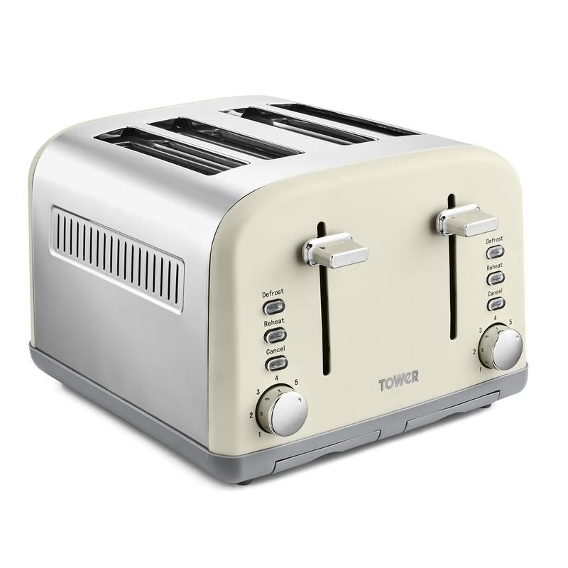 Tower Infinity Stone 4 Slice Pebble Stainless Steel Toaster UK Plug