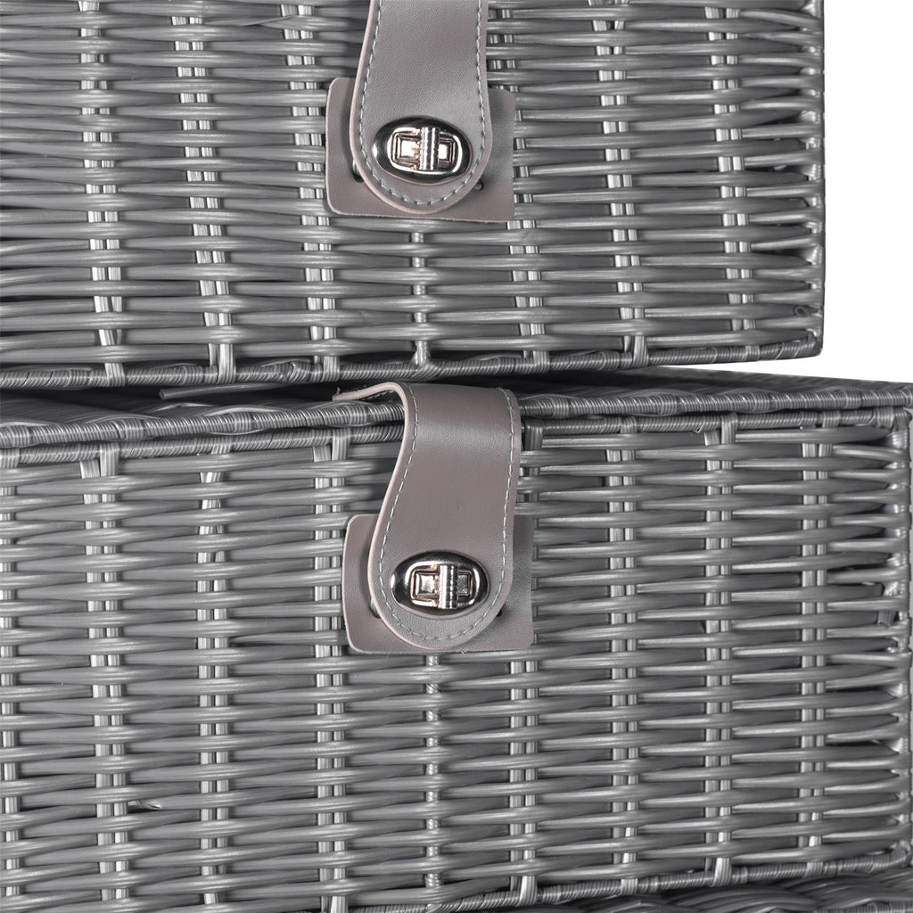 Resin Woven Storage Baskets - Set of 3 Grey | M&W	