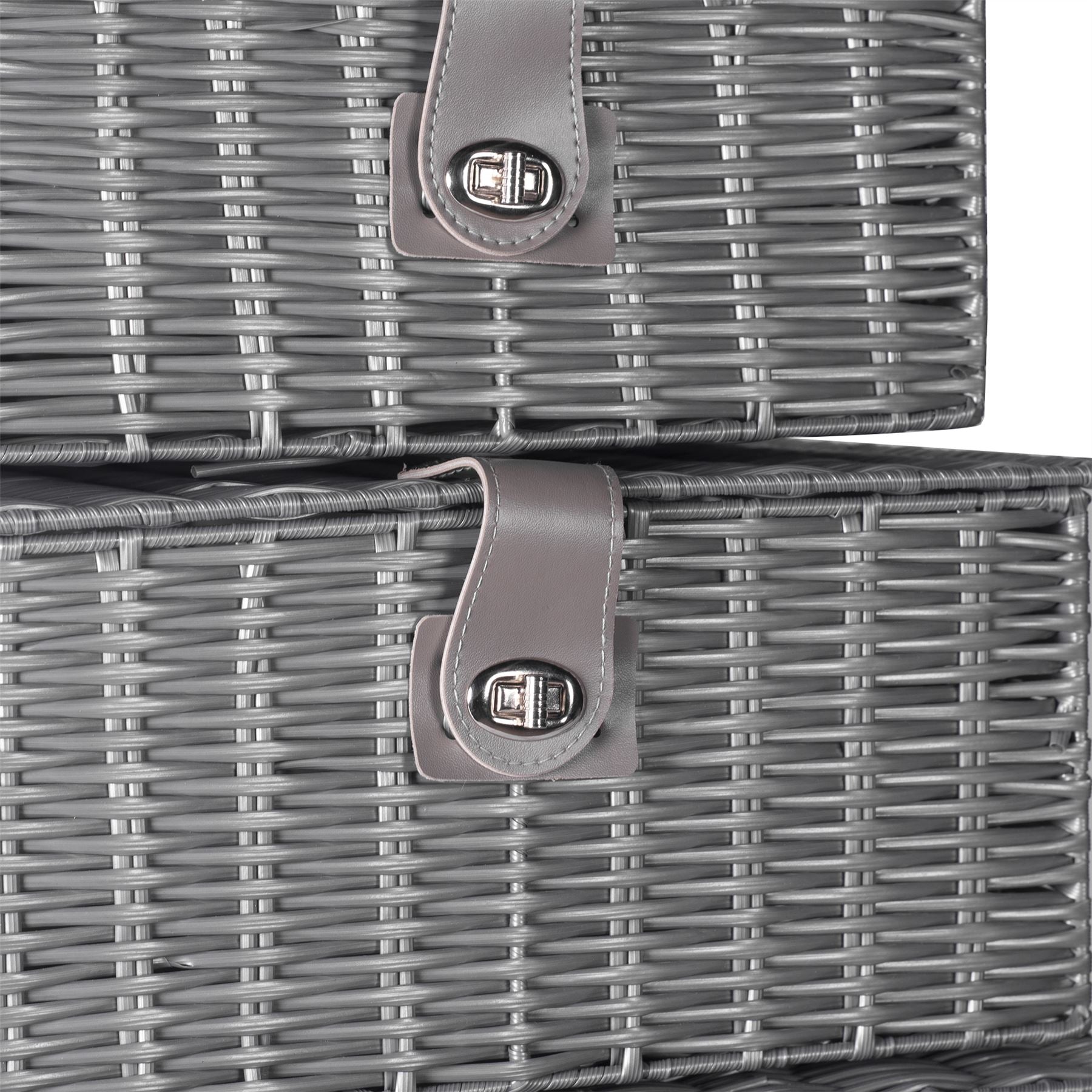 Resin Woven Storage Baskets - Set of 3 Grey | M&W	