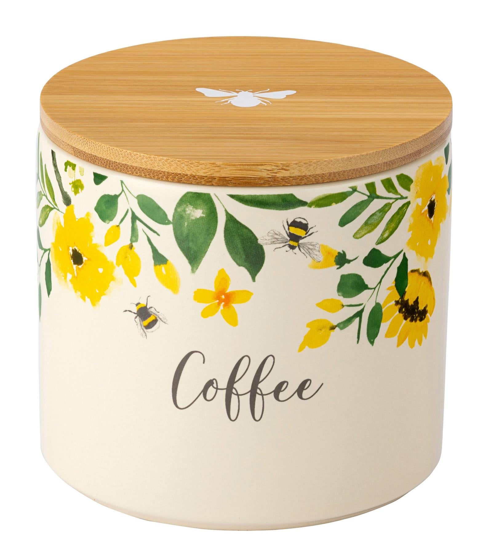 Bee-Beautiful Coffee Canister - Bamboo Lid