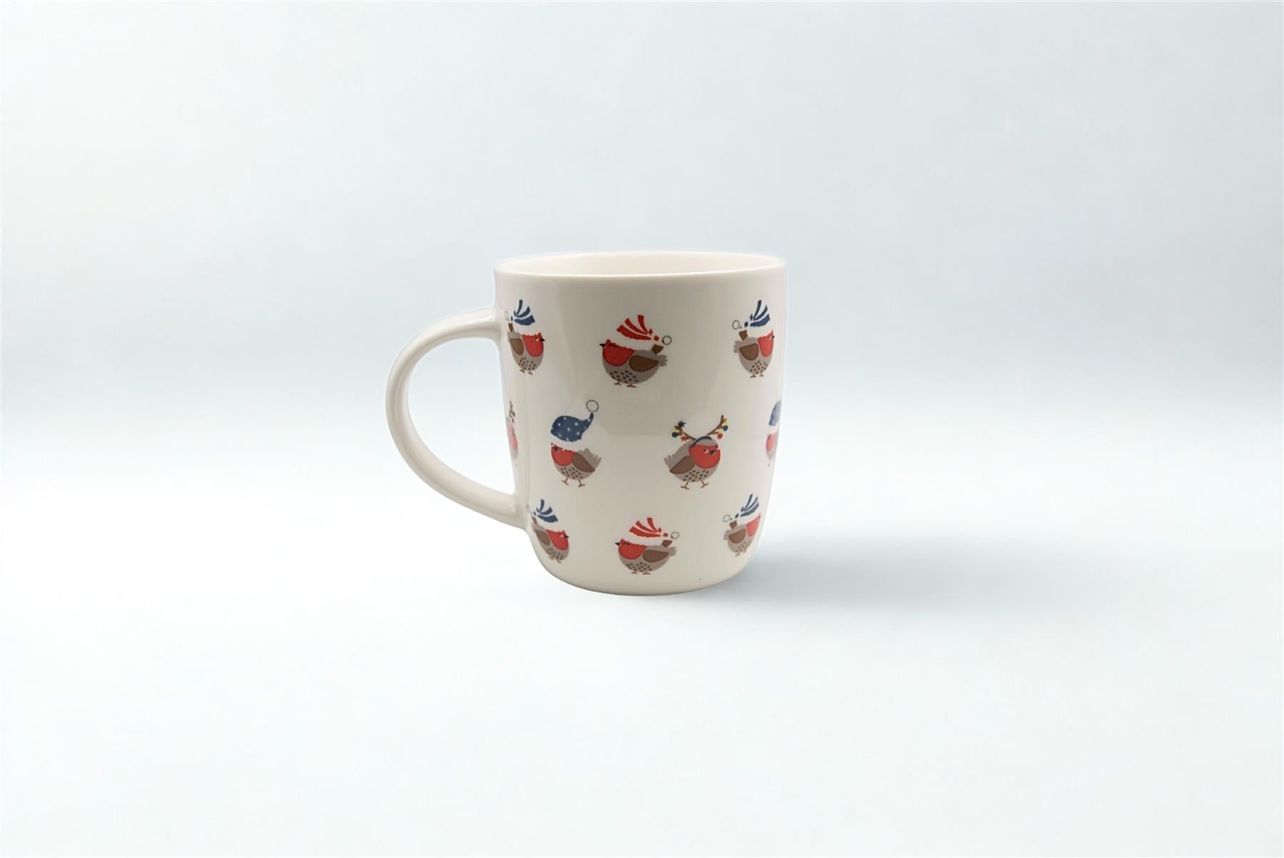 Festive Forest Friends Mug - Repeat Robin Cream	
