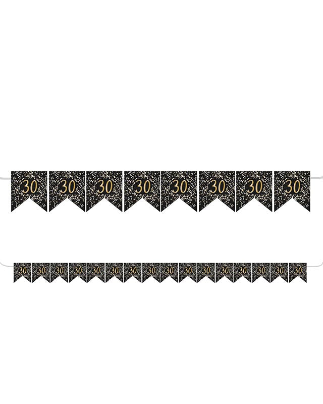Gold 30th Paper Flag Bunting - 3.2m