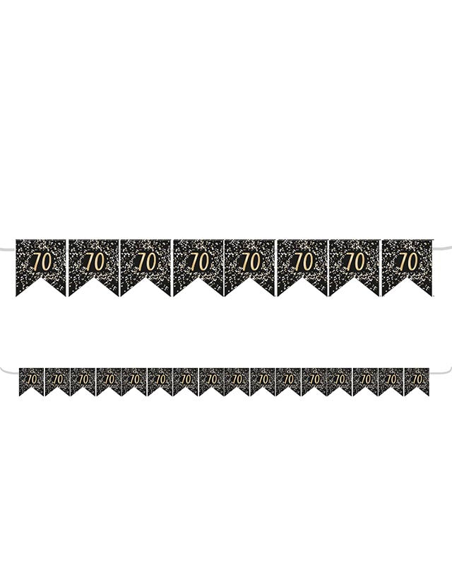 Gold 70th Paper Flag Bunting - 3.2m