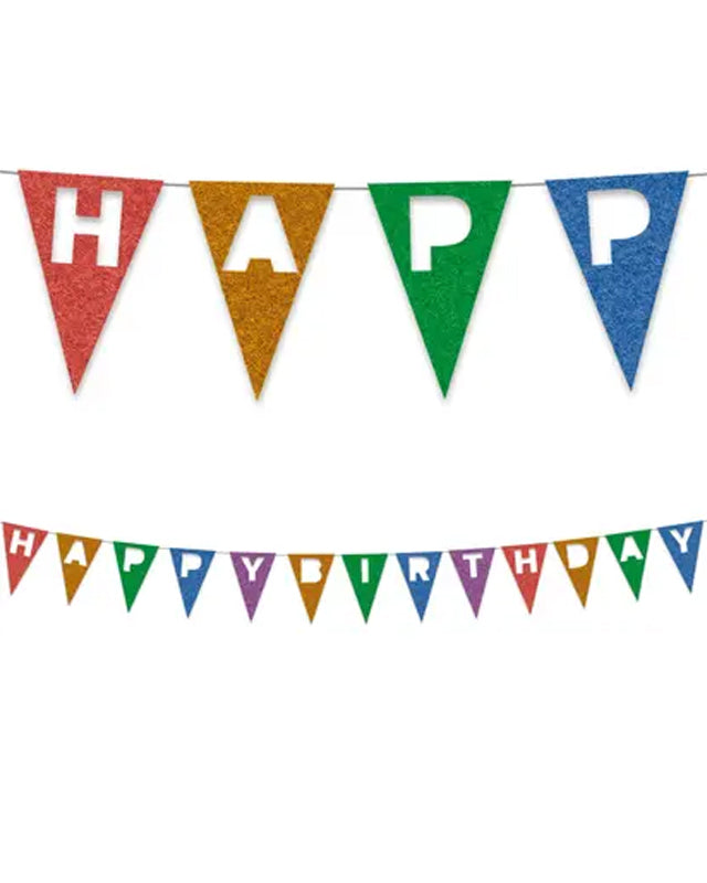 Happy Birthday Reuseable Felt Flag Banner - 2m