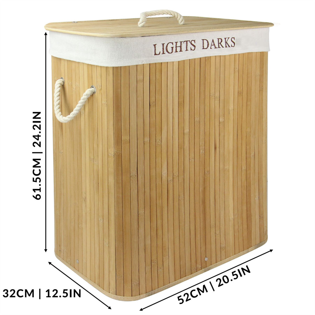 Light & Dark Bamboo Laundry Hamper Basket | M&W	