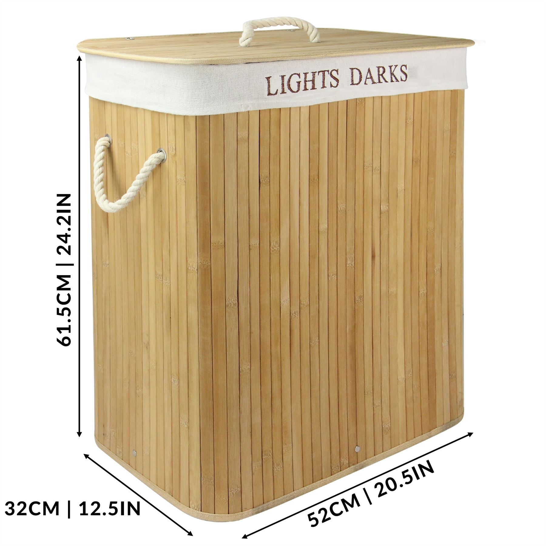 Light & Dark Bamboo Laundry Hamper Basket | M&W	