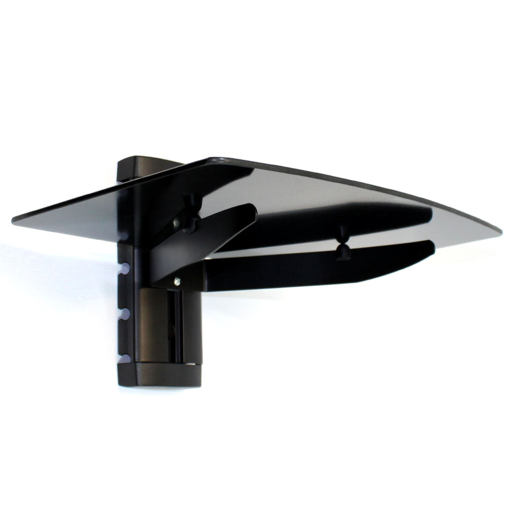 Tempered Black Glass Floating Shelf 1 Tier | M&W
