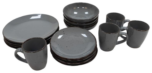 16 Piece Speckled Grey Dinner Set | M&W