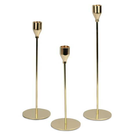 Tulip Candlesticks - Set of 3 Gold | M&W	
