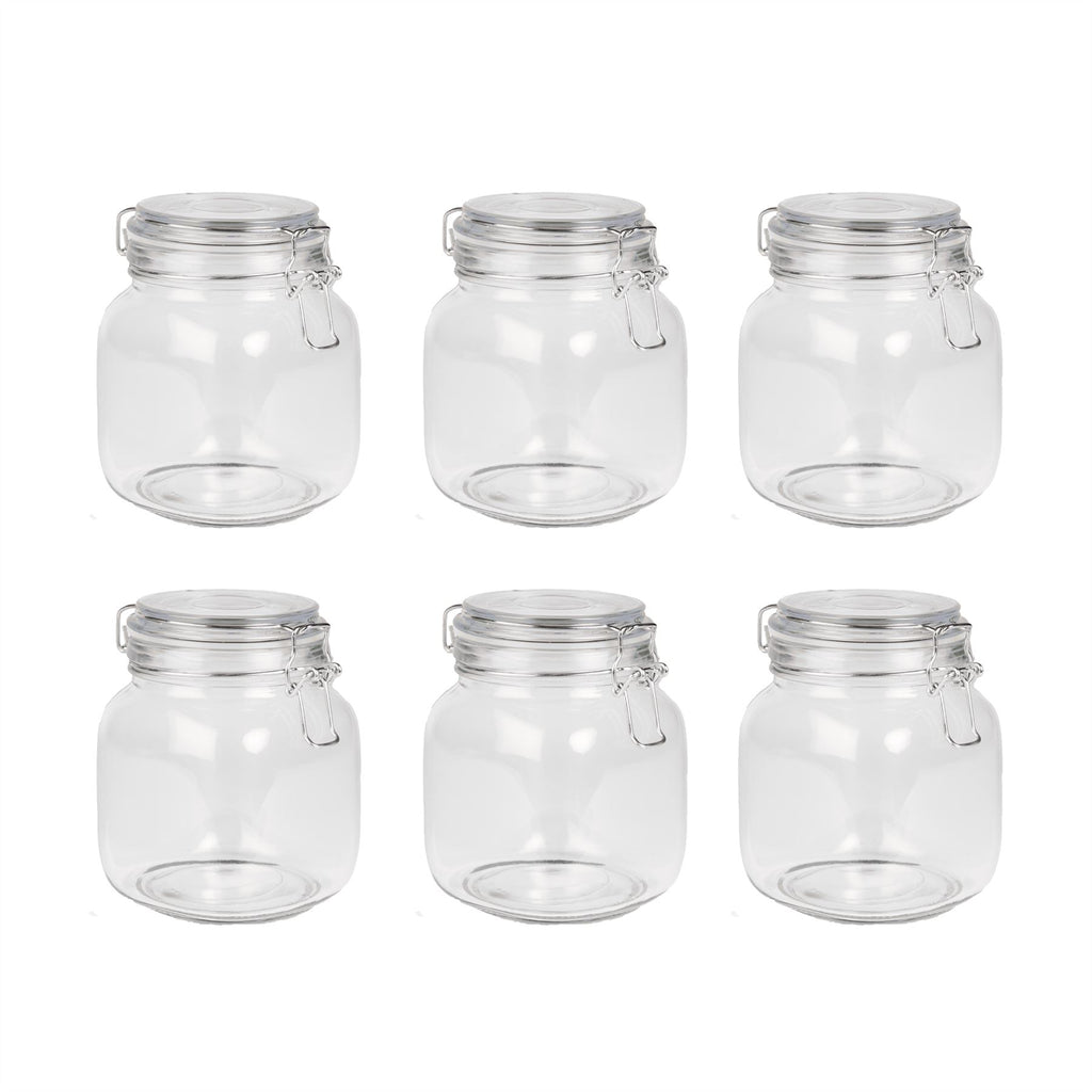 1L Glass Storage Jars with Clip Top Lid - Set of 6 | M&W	