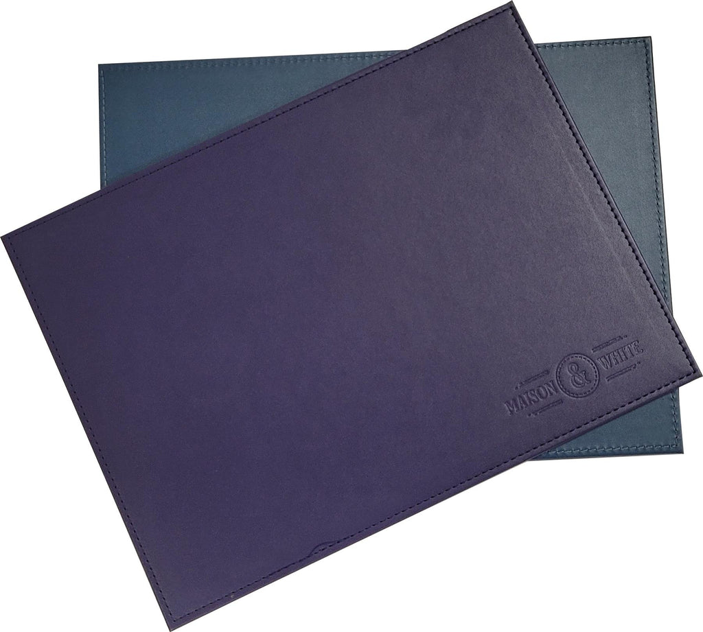 Faux Leather Placemats & Coaster Table Set Blue - 12 Piece | M&W	