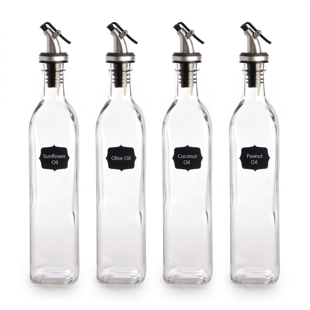 Oil and Vinegar Dispenser Bottles - 500ml Pack of 4 | M&W	