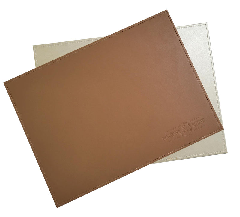 Faux Leather Placemats & Coaster Table Set Brown - 12 Piece | M&W - alternate