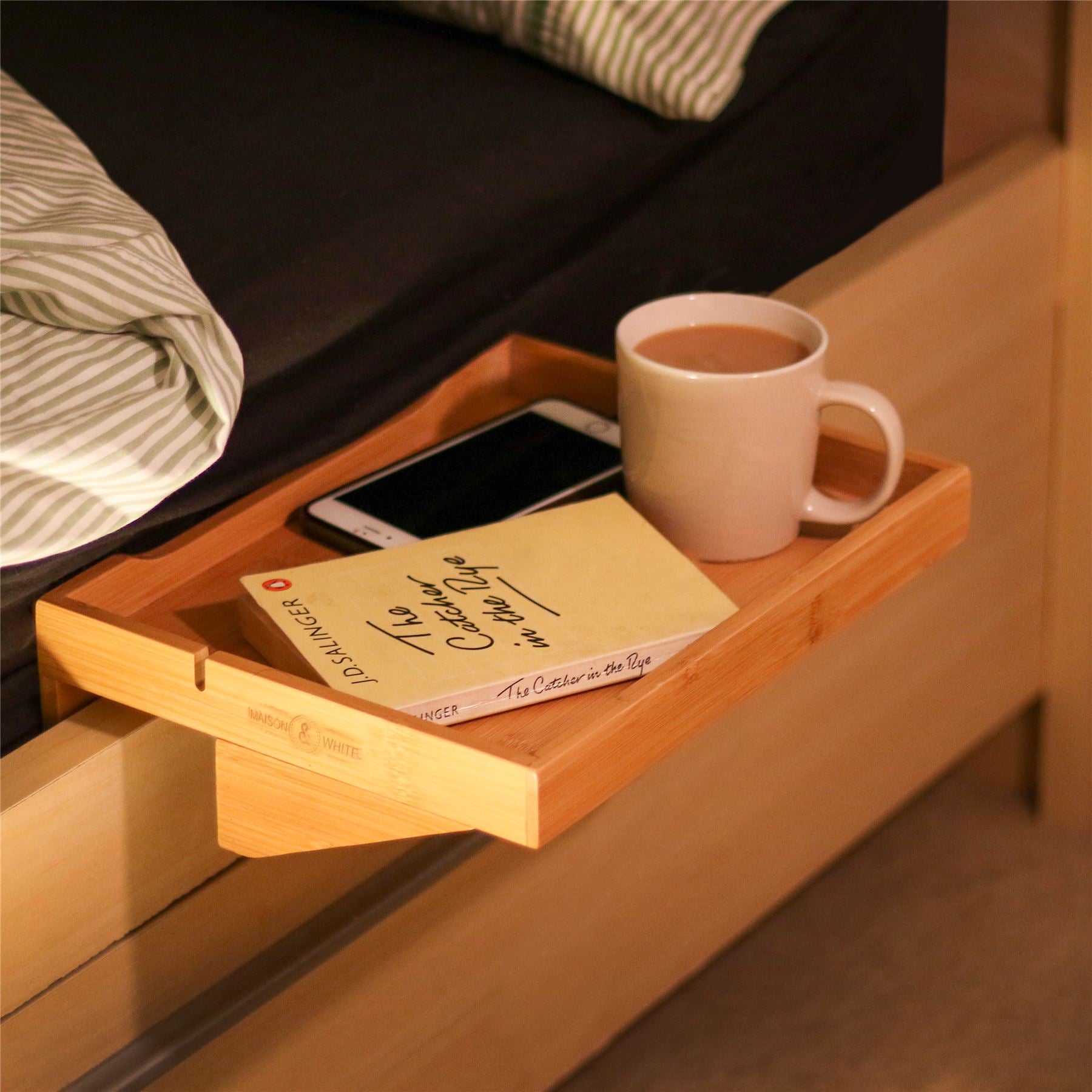 Bamboo Clip-On Bedside Shelf | M&W	
