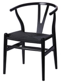 Classic Danish Wooden Wishbone Chair With Black Cord Seat - Black - Set of 2