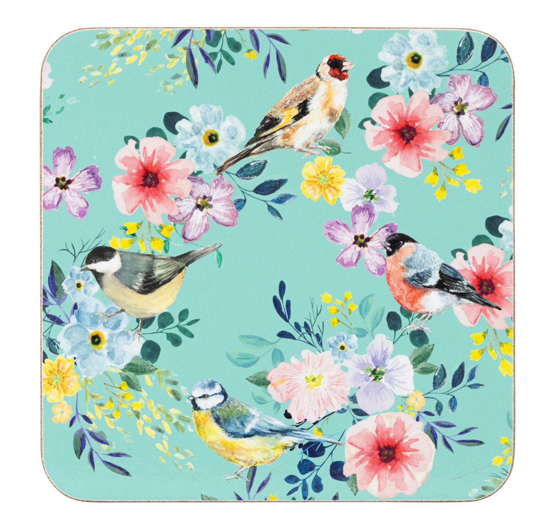 Birds and Flowers Set Of 4 Coasters