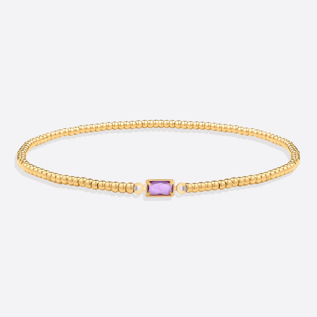 Gold Beaded Birthstone Bracelet