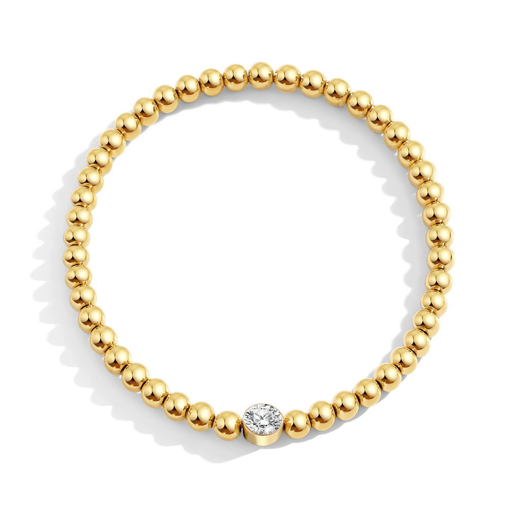 Gold Beaded Bubble Birthstone Bracelet