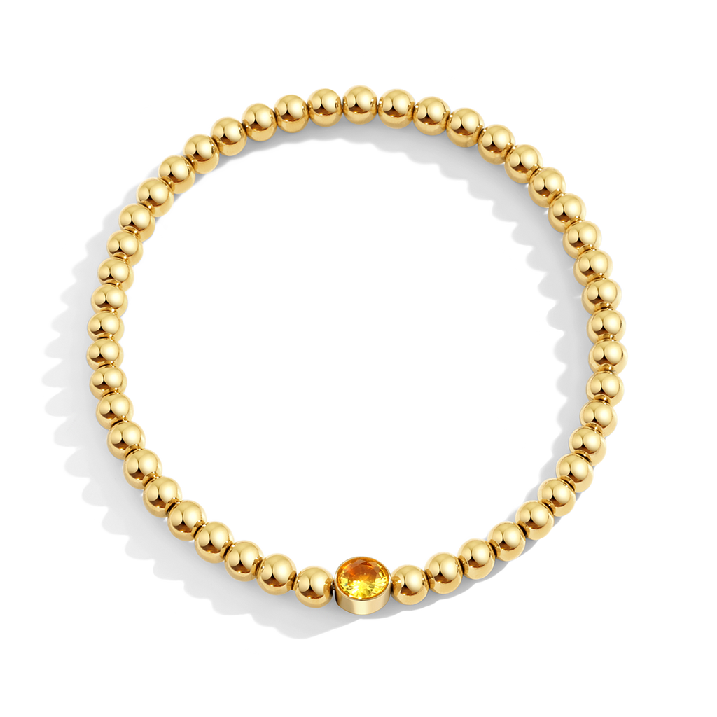 Gold Beaded Bubble Birthstone Bracelet