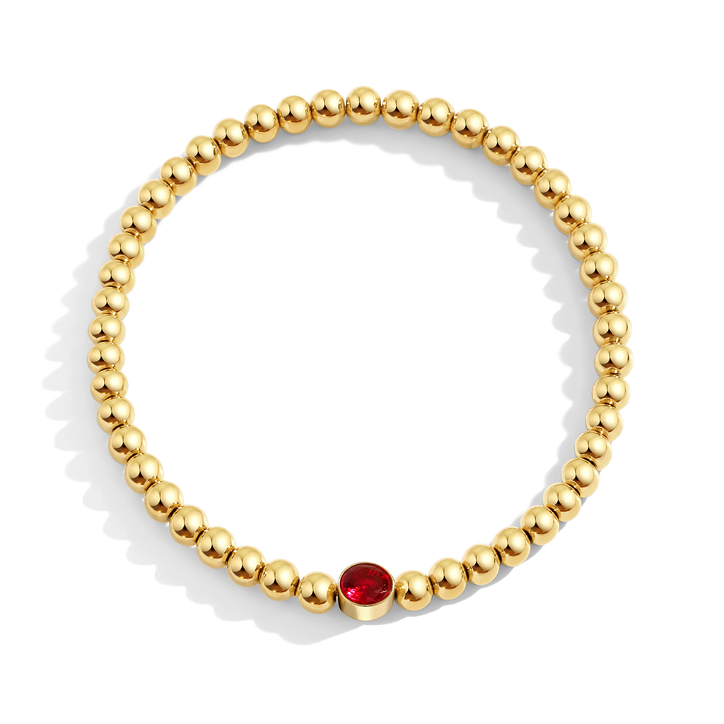 Gold Beaded Bubble Birthstone Bracelet