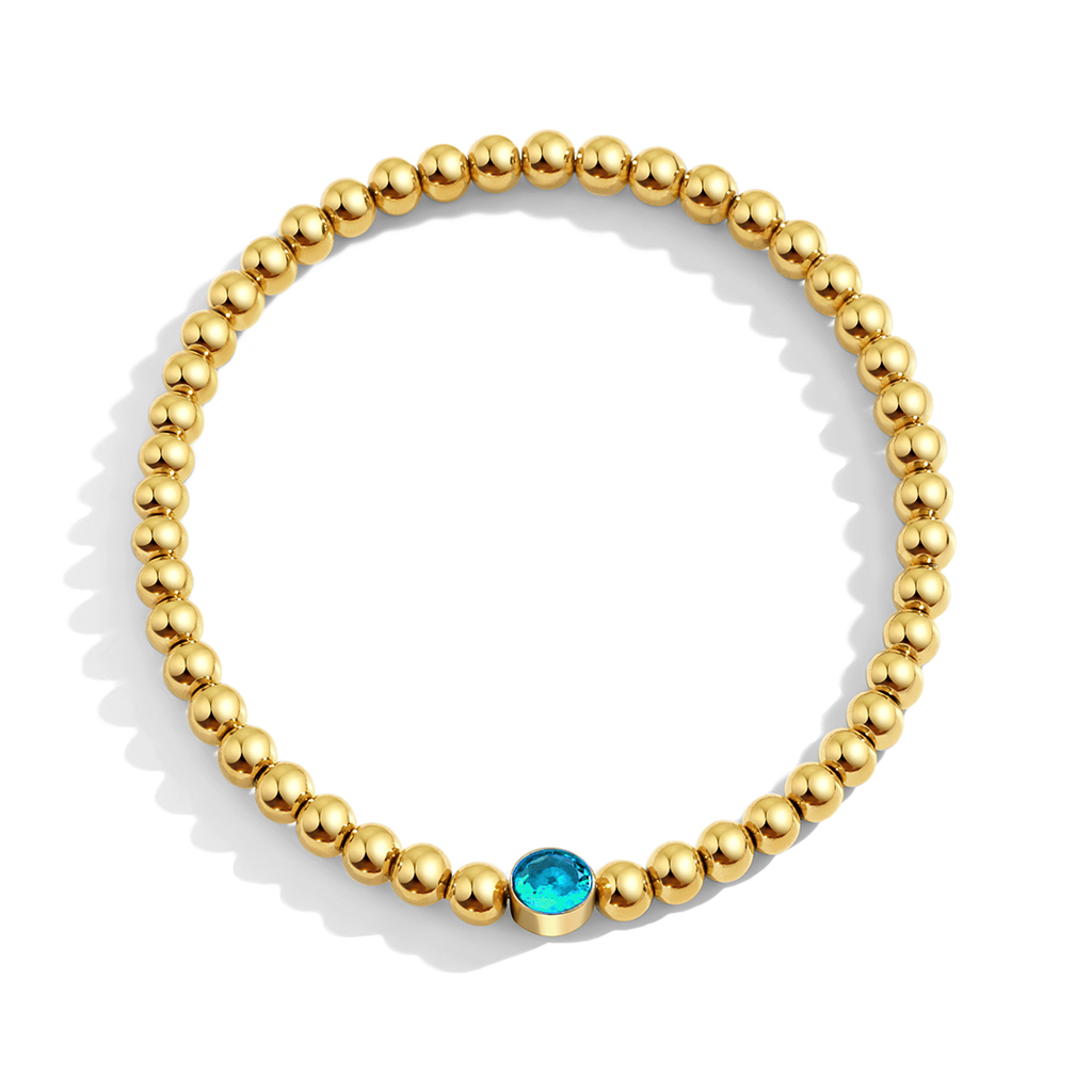 Gold Beaded Bubble Birthstone Bracelet