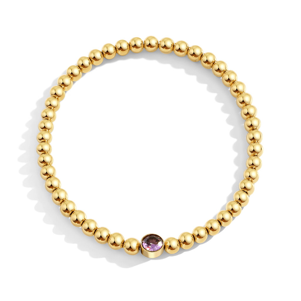 Gold Beaded Bubble Birthstone Bracelet
