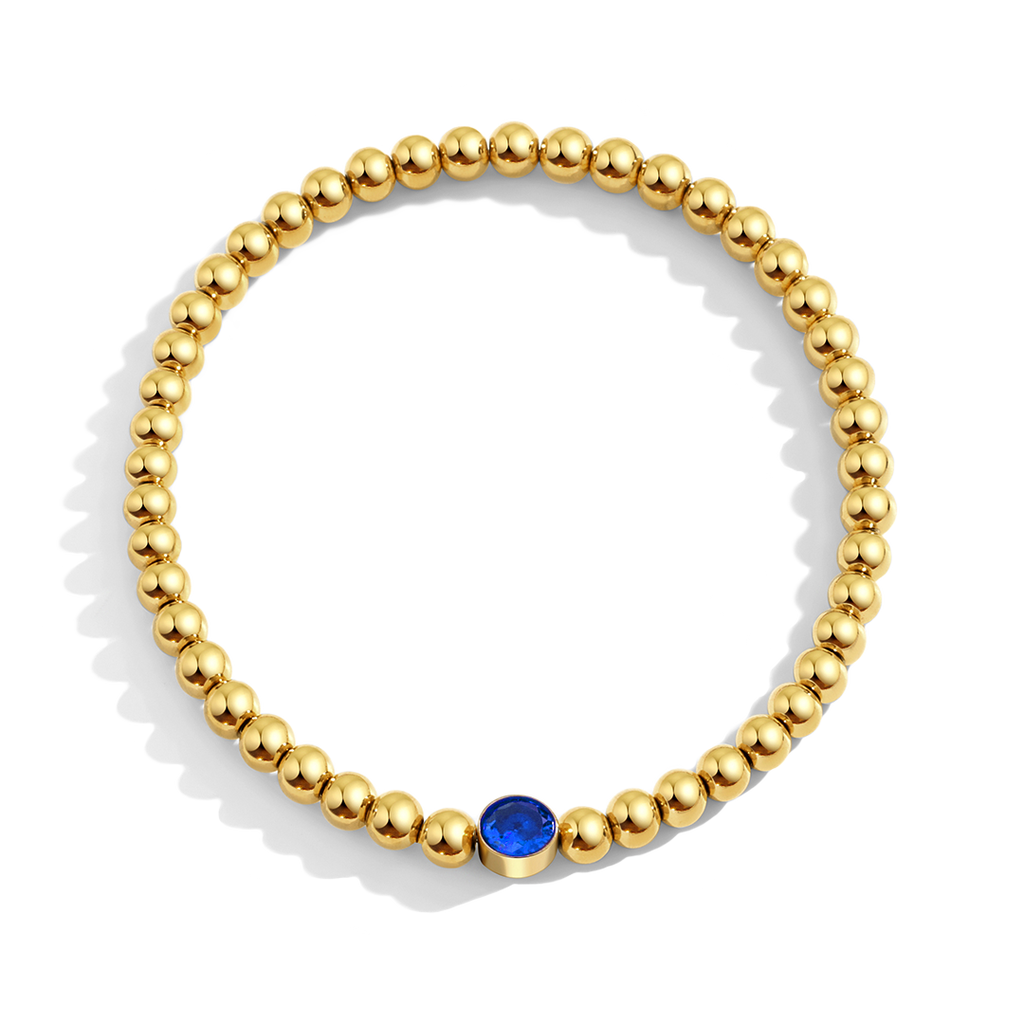 Gold Beaded Bubble Birthstone Bracelet