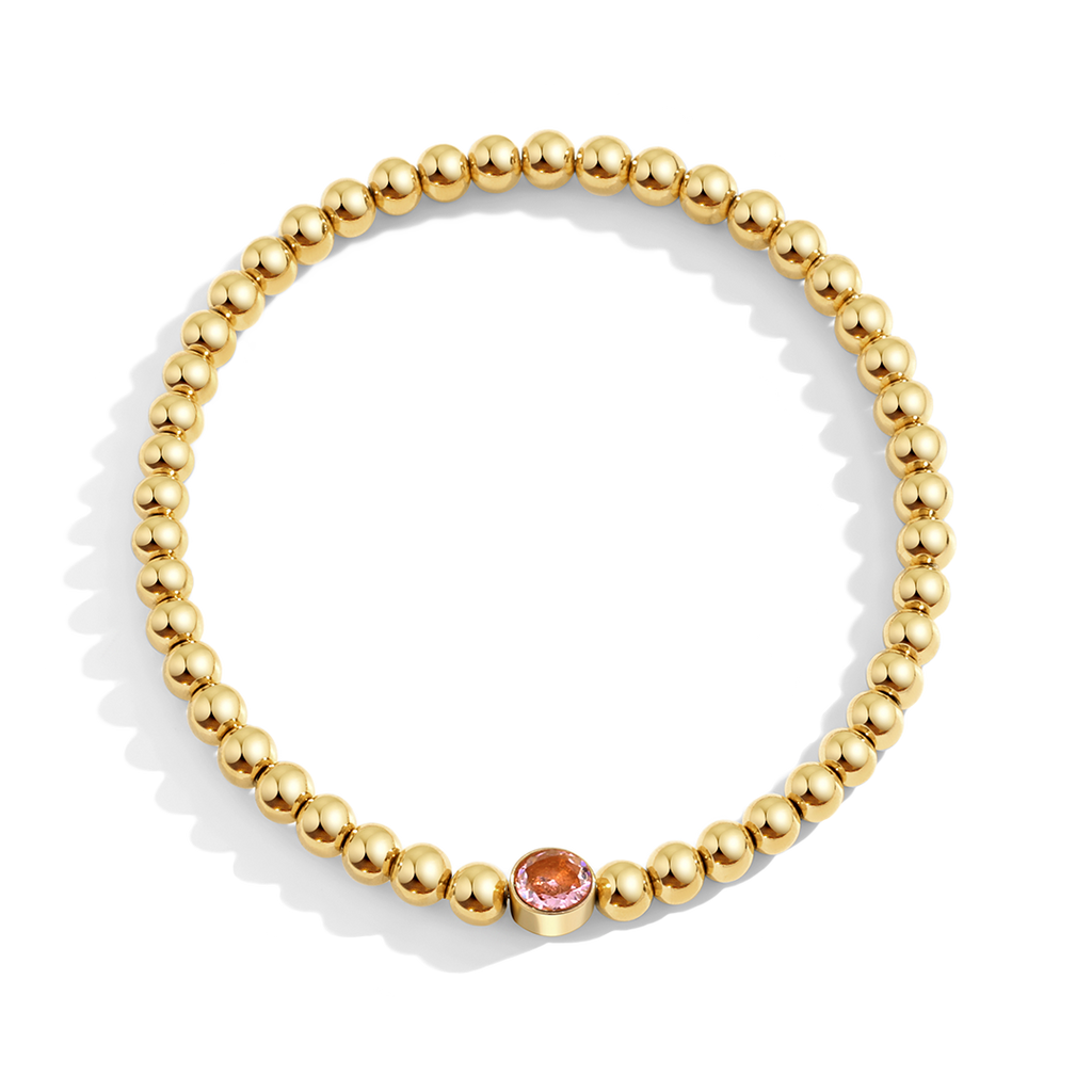 Gold Beaded Bubble Birthstone Bracelet