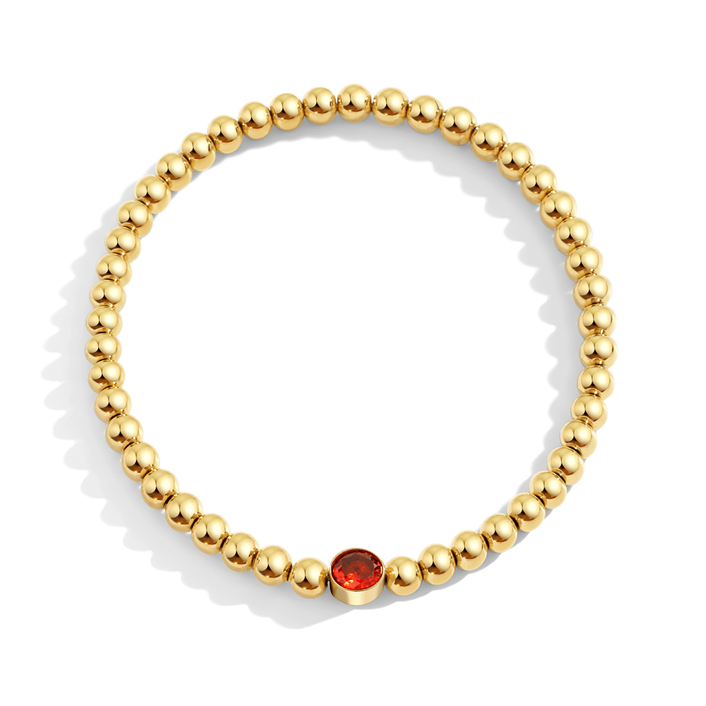 Gold Beaded Bubble Birthstone Bracelet