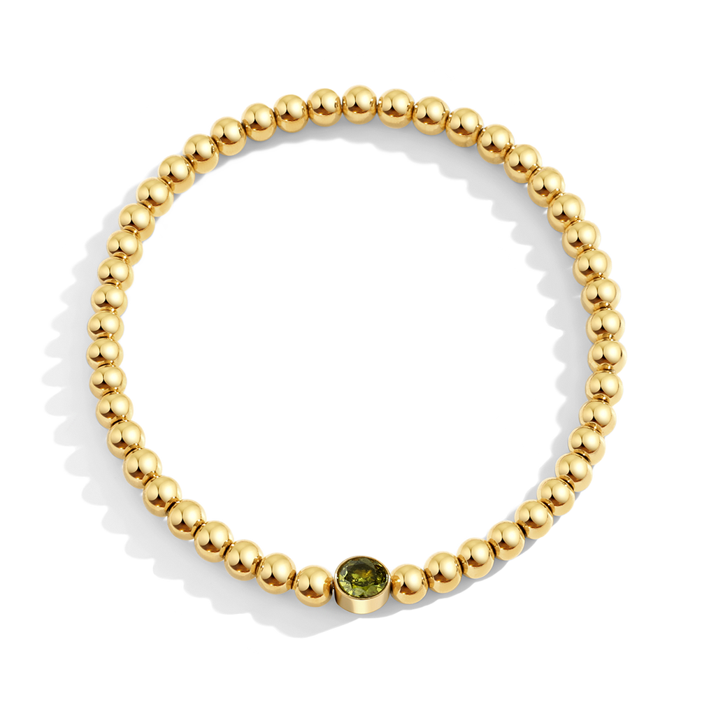 Gold Beaded Bubble Birthstone Bracelet