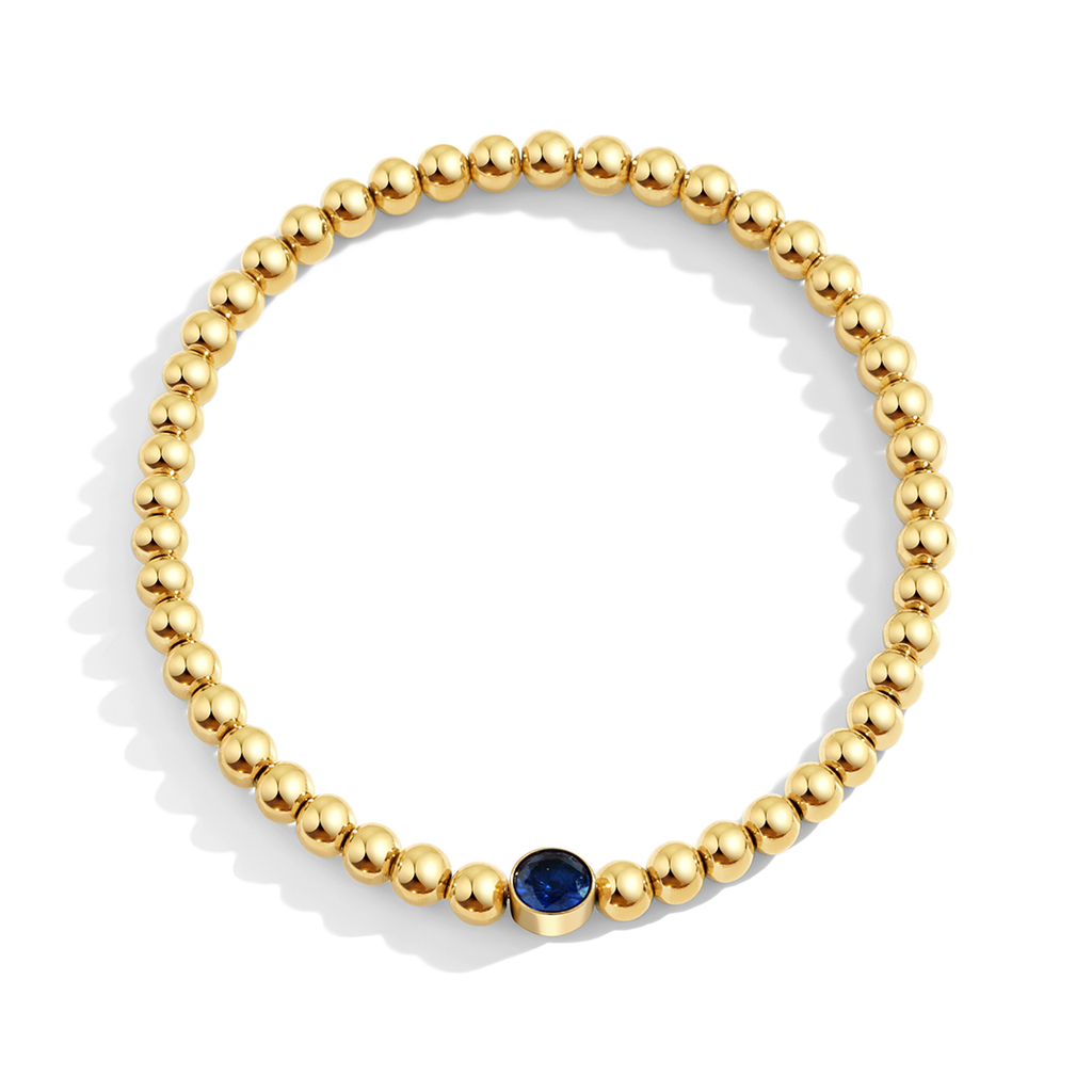 Gold Beaded Bubble Birthstone Bracelet