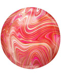 Marblez Red & Pink Ombre Orbz Balloon - 16" (BULK)