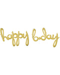 Gold 'Happy Bday' Script Phrase Foil Balloon
