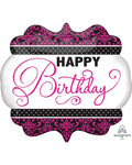 Black, Pink & White Birthday Supershape Ballon - 28" x 22" Foil