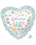 Welcome Baby Ruffle Heart Supershape Balloon - 28" x 28" Foil