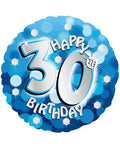 Blue Sparkle 'Happy 30th Birthday' Balloon - 18" Foil