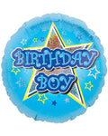 Blue Star Birthday Boy Balloon - 18" Foil