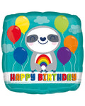 Happy Birthday Rainbow Sloth Balloon - 18" Foil