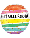 Get Well Bold Stripes Balloon - 18" Foil