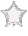Metallic Silver Star Balloons - 9" Foil (10pk)