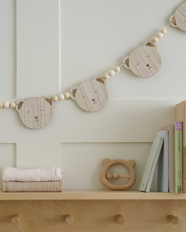 Teddy Bear Wooden Teddy Face Baby Shower Bunting - 1.5m