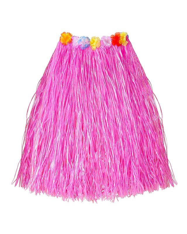 Pink Hawaiian Skirt with Flower Belt - 78cm