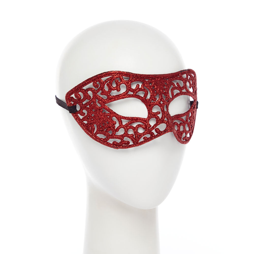 Red Glitter Lace Mask