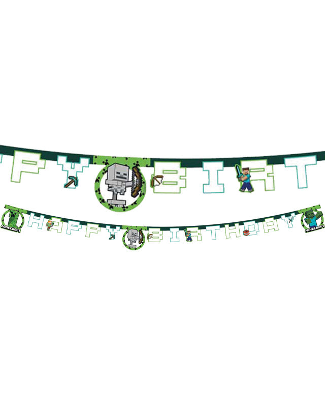 Minecraft Party Happy Birthday Letter Banner